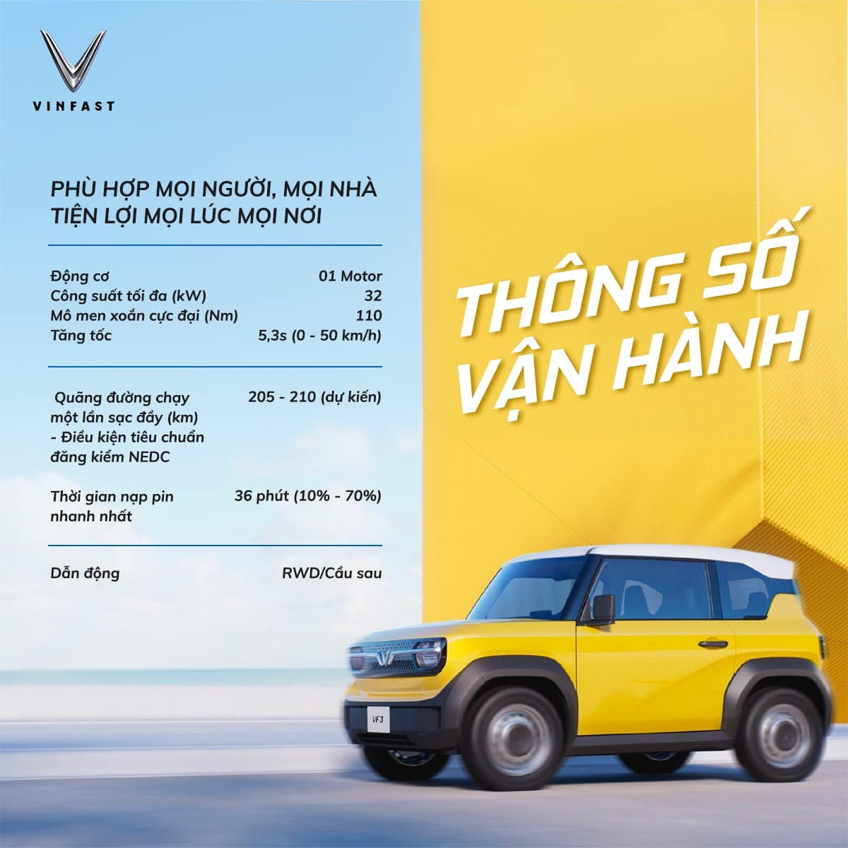 VinFast VF 3 - Kích thước.