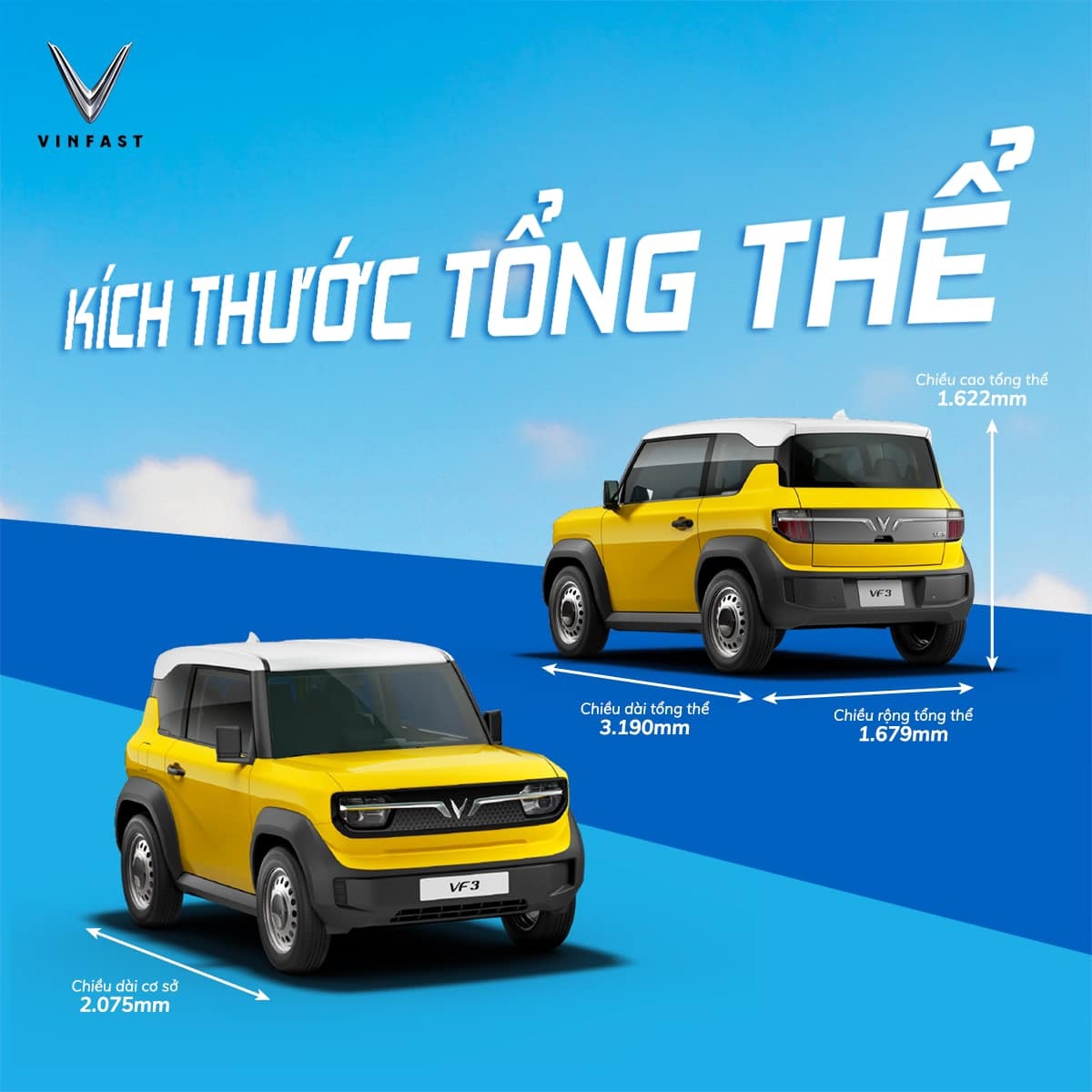 VinFast VF 3 - Kích thước.